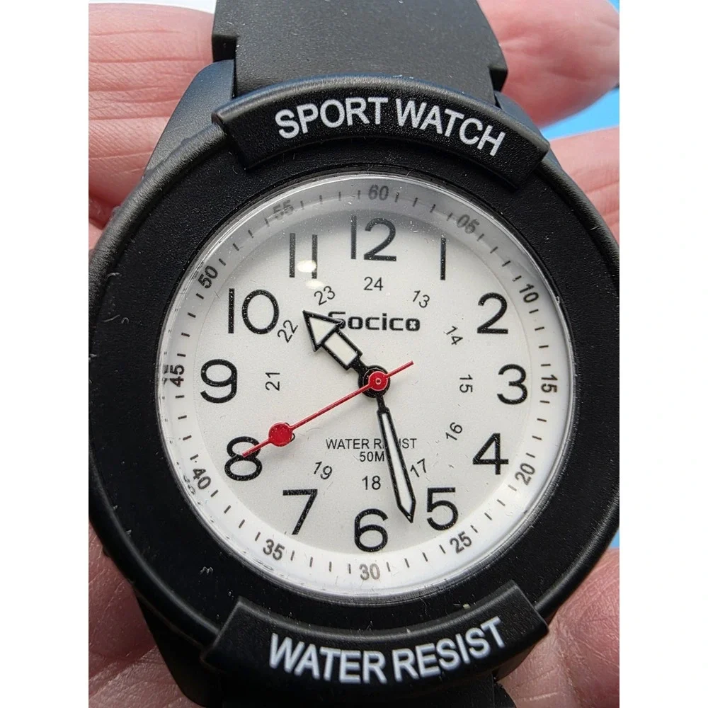 Socico‎ Sport Watch Black Water-resistant Up To 50 Meters Manuel Included #0196